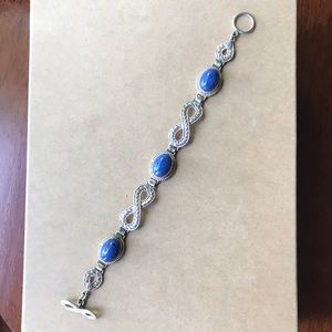 NEPAL Lapis Sterling Silver Bracelet